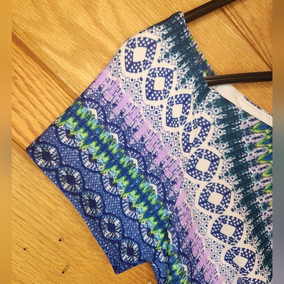 Bisou Bisou Michele Bohbot purple, green and blue boatneck bodycon dress Size 2 - Picture 2 of 10